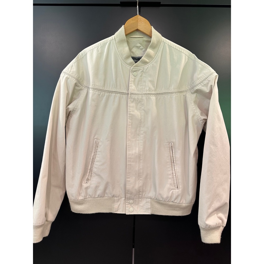 David Taylor‎ Mens Vintage Bomber Jacket Beige Cream Full Zip Size Medium M